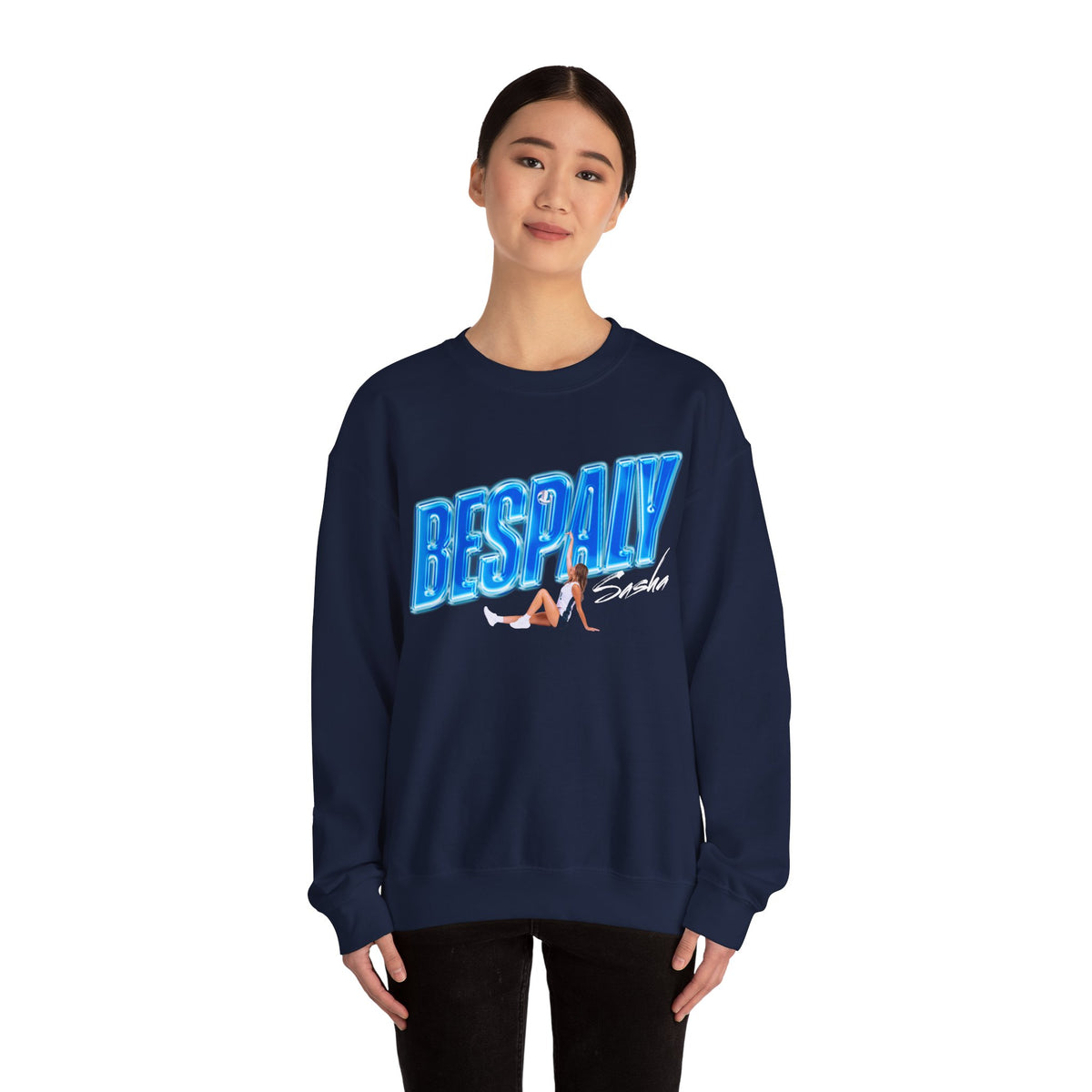 Sasha Bespaly Cursive Combo Colored Crewneck Sweatshirt
