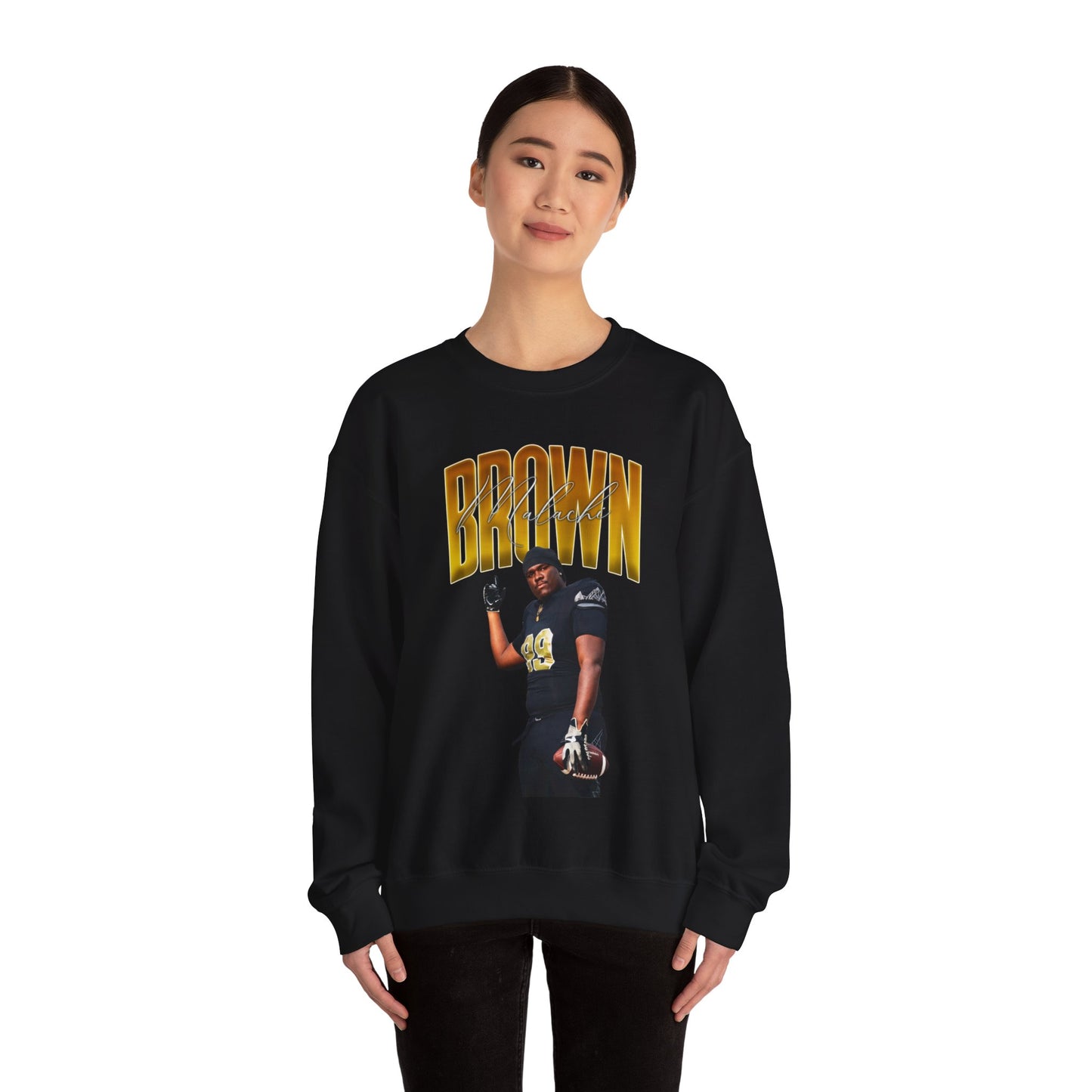 Malachi Brown Curved Combo Crewneck Sweatshirt
