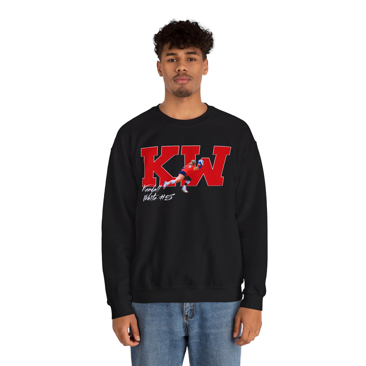 Kendall White Big Initials Crewneck Sweatshirt