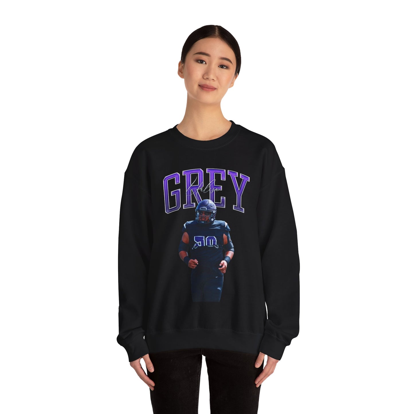 Uelese Grey Big Last Name Crewneck Sweatshirt