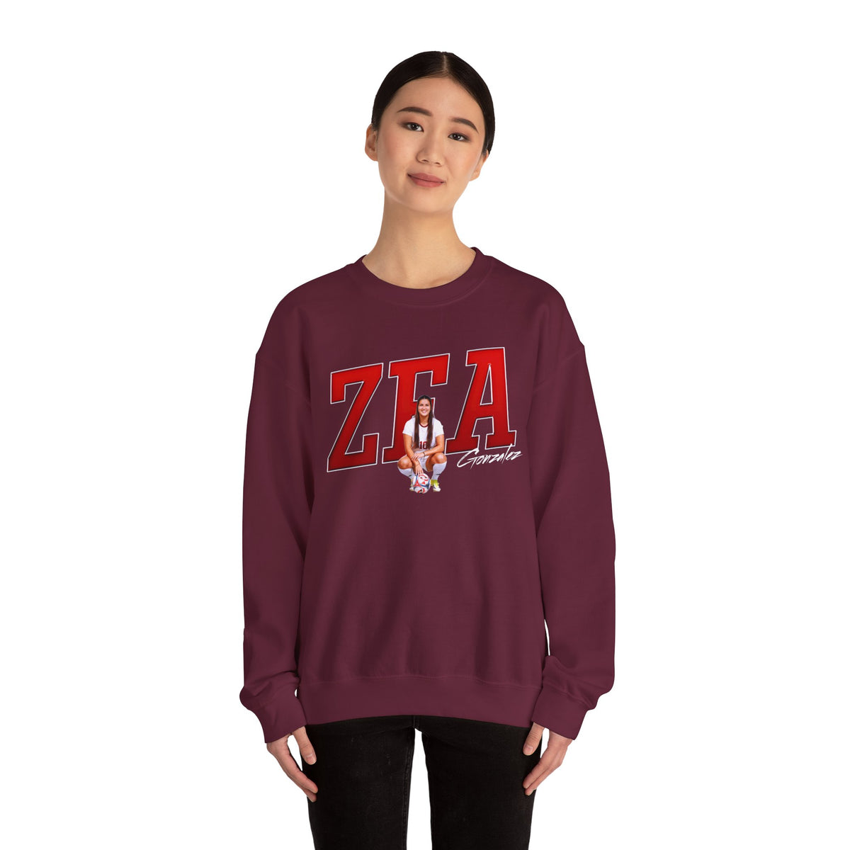 Zea Gonzalez Cursive Combo Colored Crewneck Sweatshirt