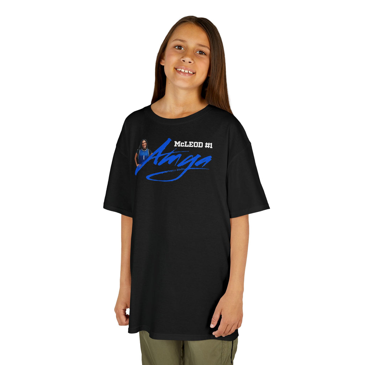 Amya McLeod Cursive Name & Number Kids Tee