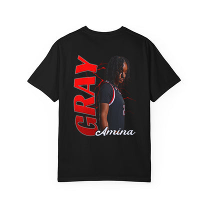 Amina Gray Logo Front & Back Premium Tee