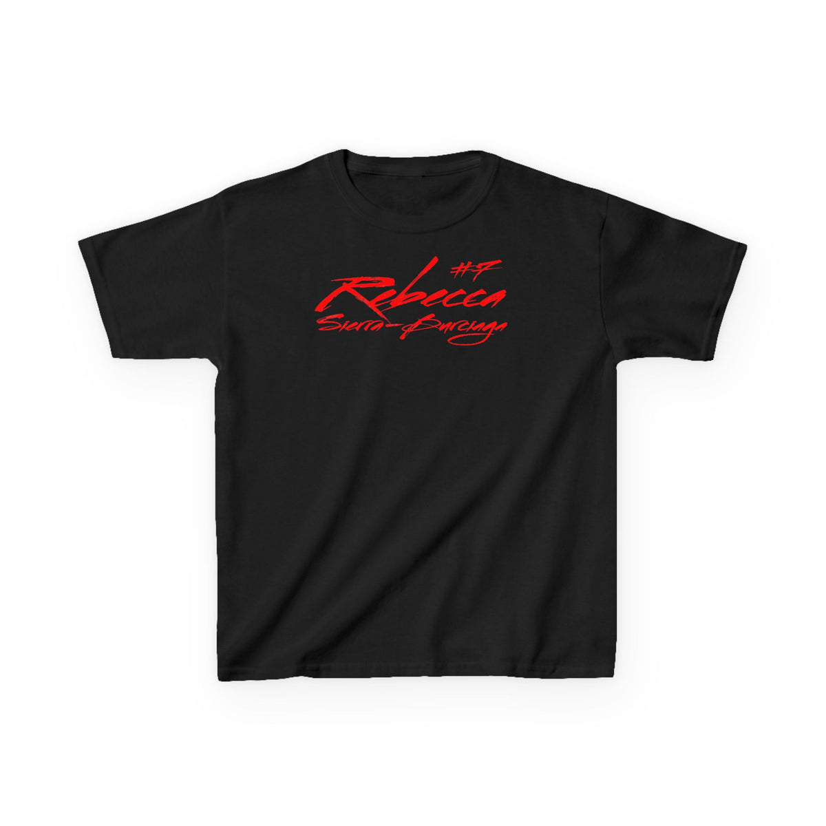 Rebecca Sierra-Burciaga Cursive Name & Number Kids Tee