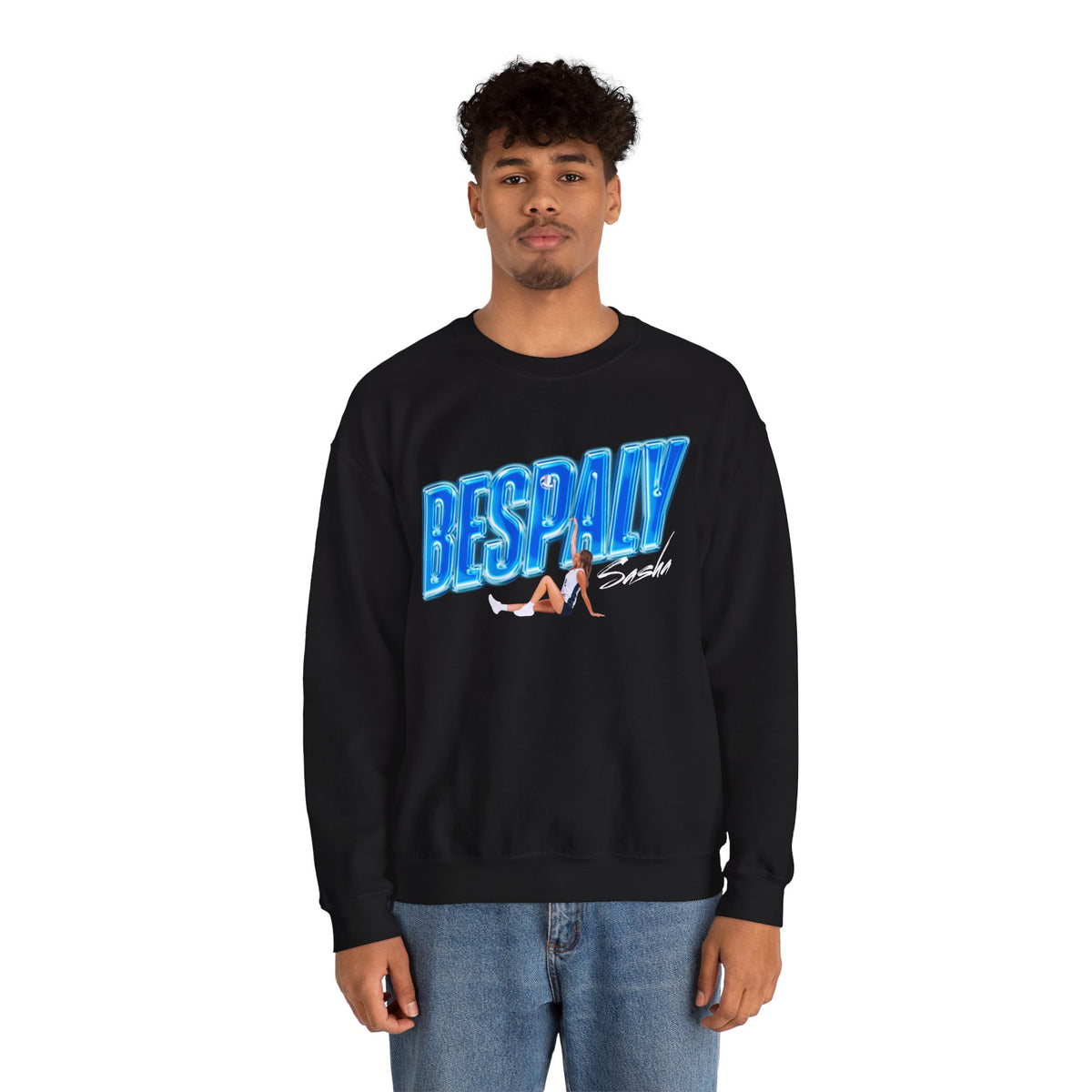 Sasha Bespaly Cursive Combo Colored Crewneck Sweatshirt