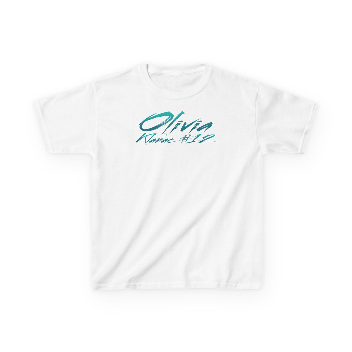 Olivia Klanac Cursive Name & Number Kids Tee