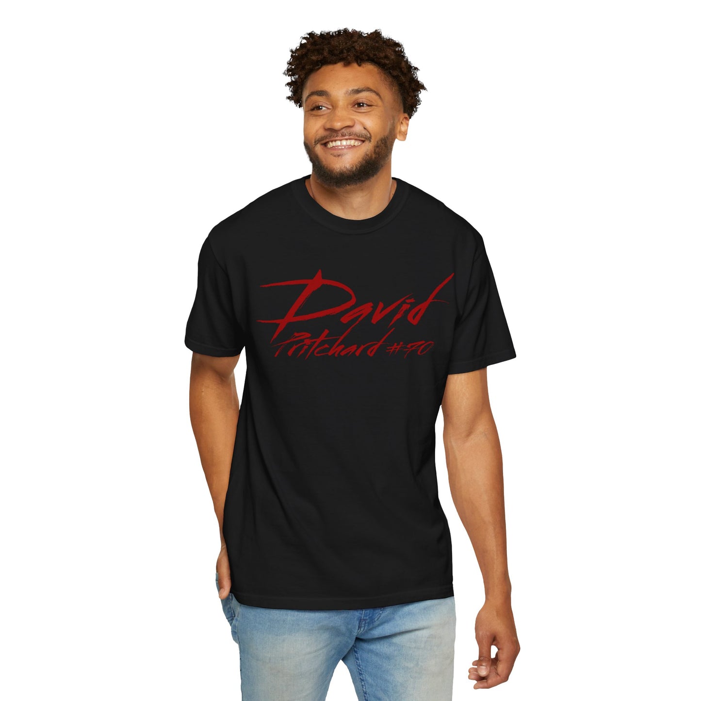 David Pritchard Cursive Name & Number Premium Tee