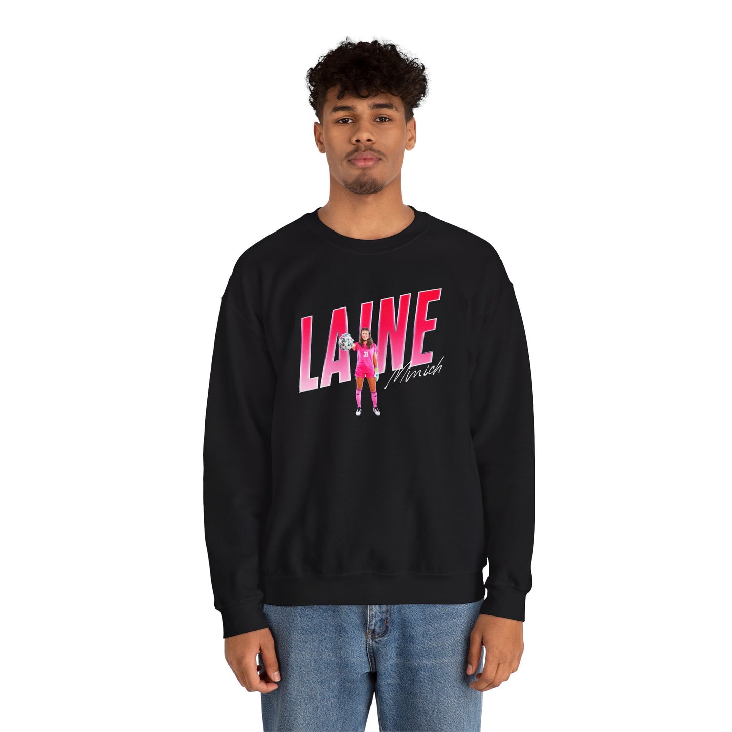 Laine Minich Cursive Combo Colored Crewneck Sweatshirt