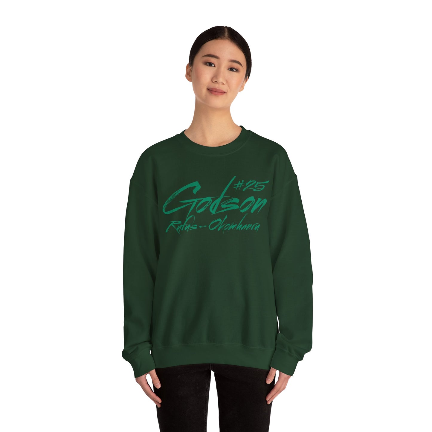 Godson Rufus-Okomhanru Cursive Name & Number Crewneck Sweatshirt