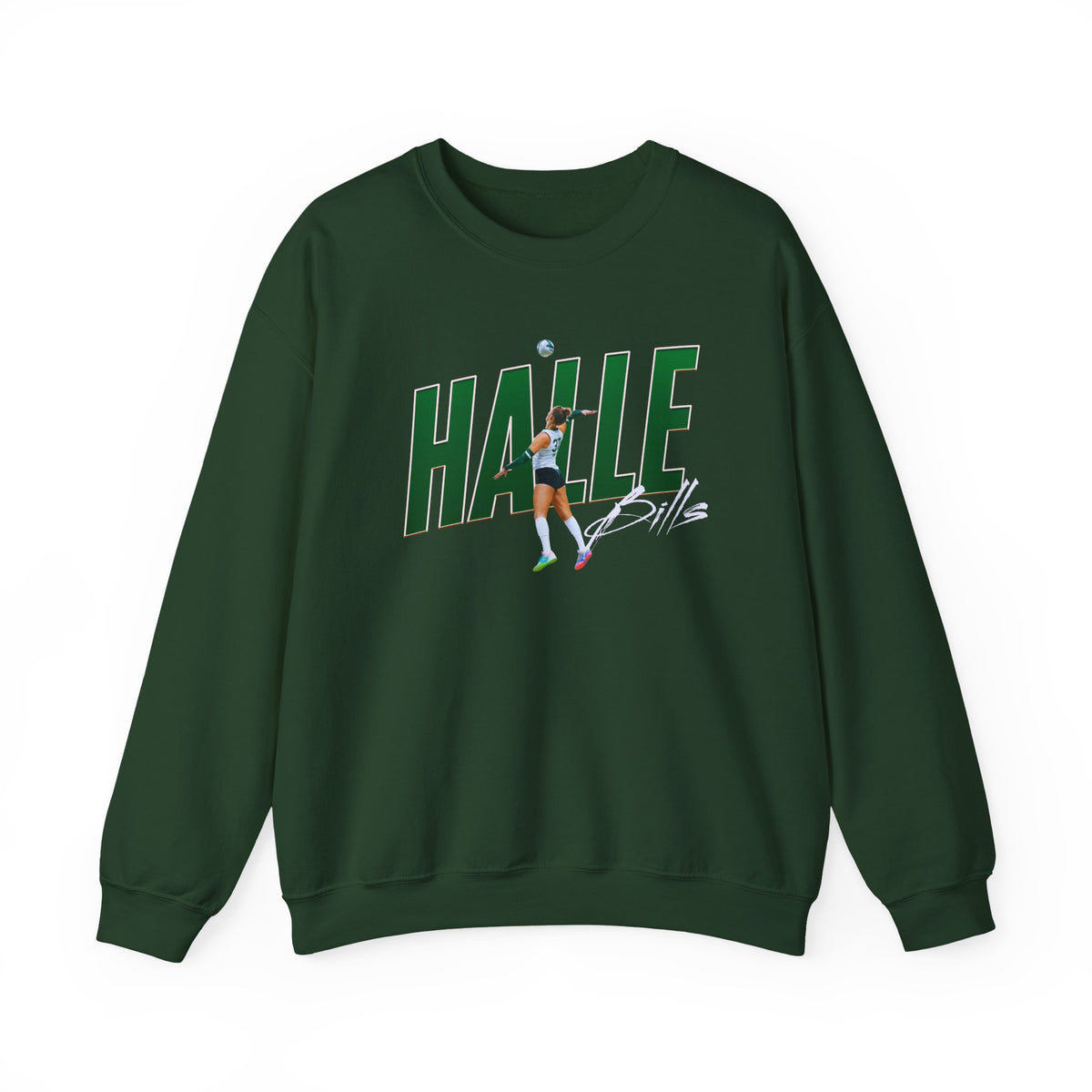 Halle Bills Cursive Combo Colored Crewneck Sweatshirt