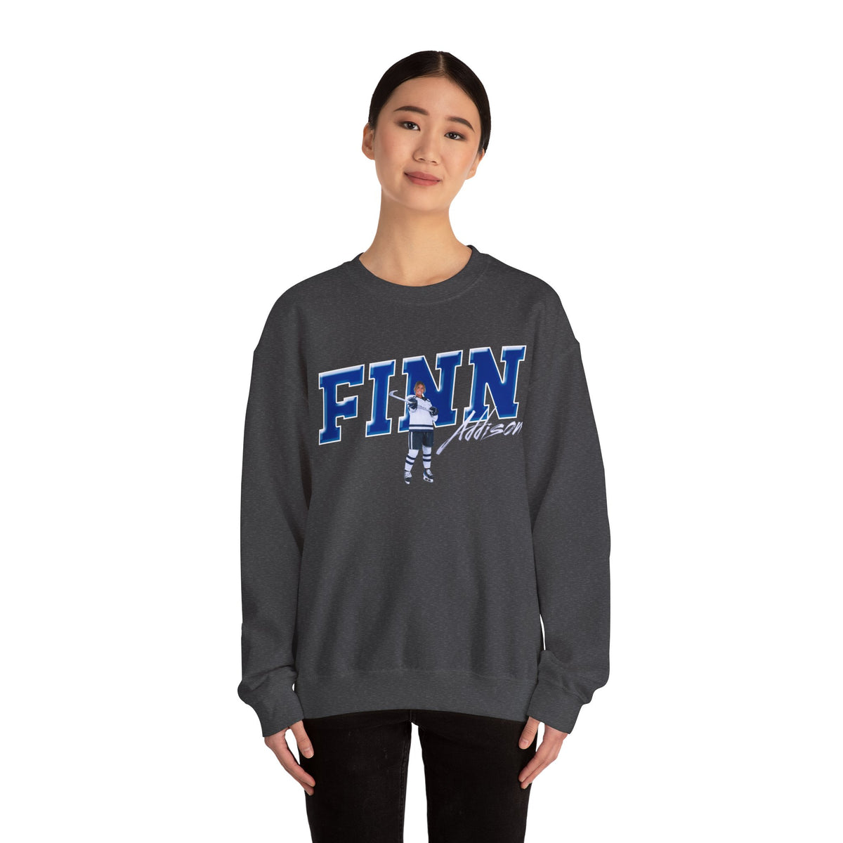 Addison Finn Cursive Combo Colored Crewneck Sweatshirt