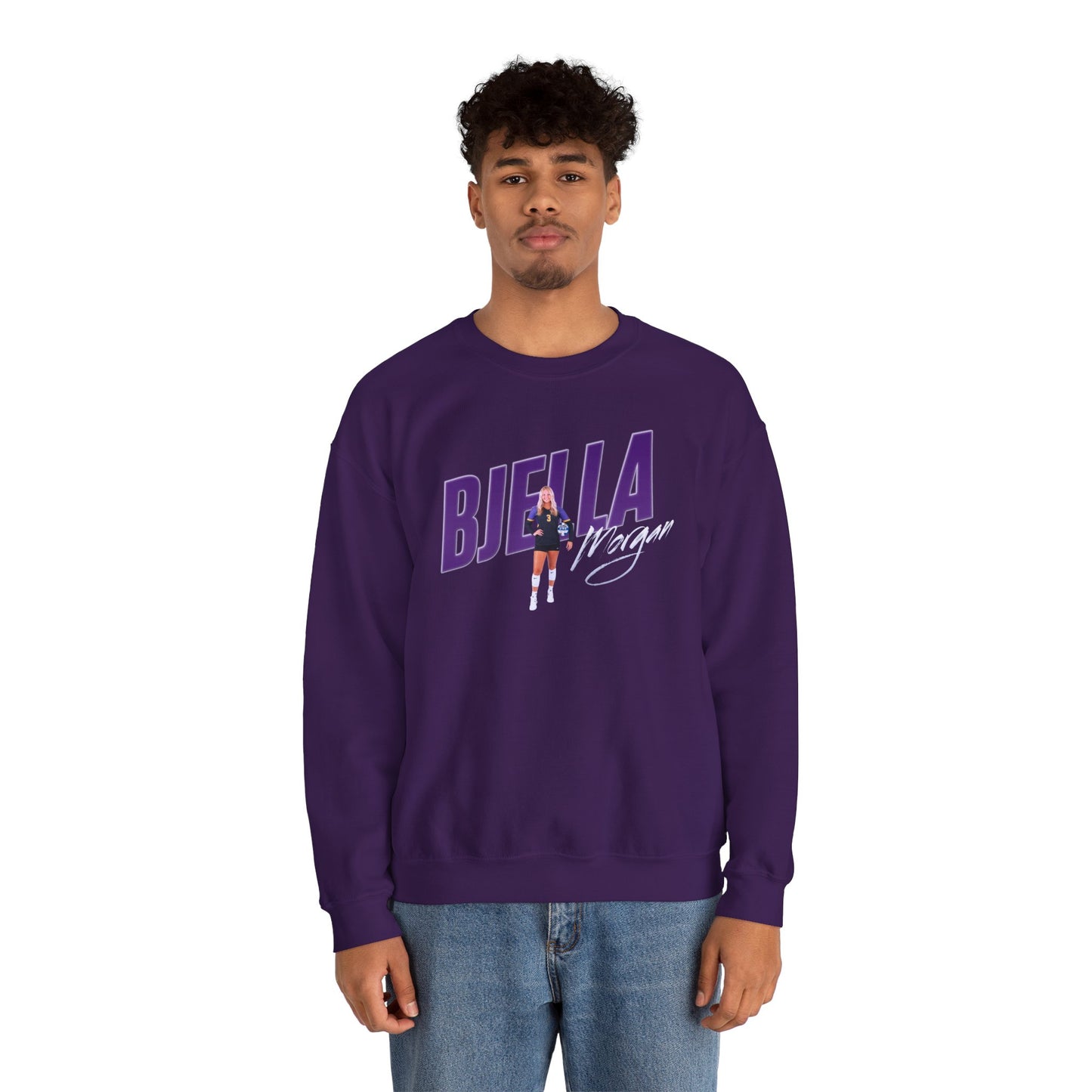 Morgan Bjella Cursive Combo Colored Crewneck Sweatshirt