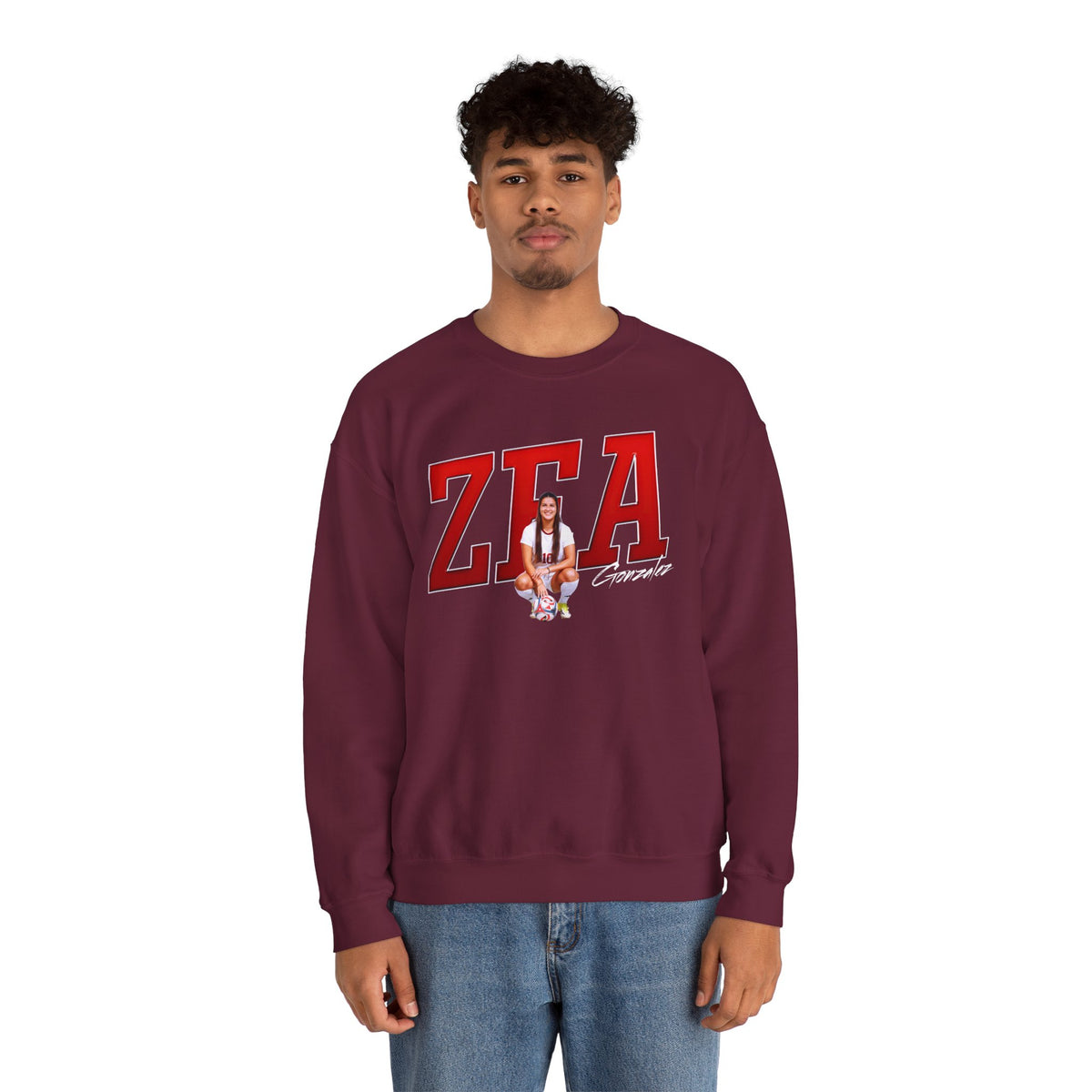 Zea Gonzalez Cursive Combo Colored Crewneck Sweatshirt