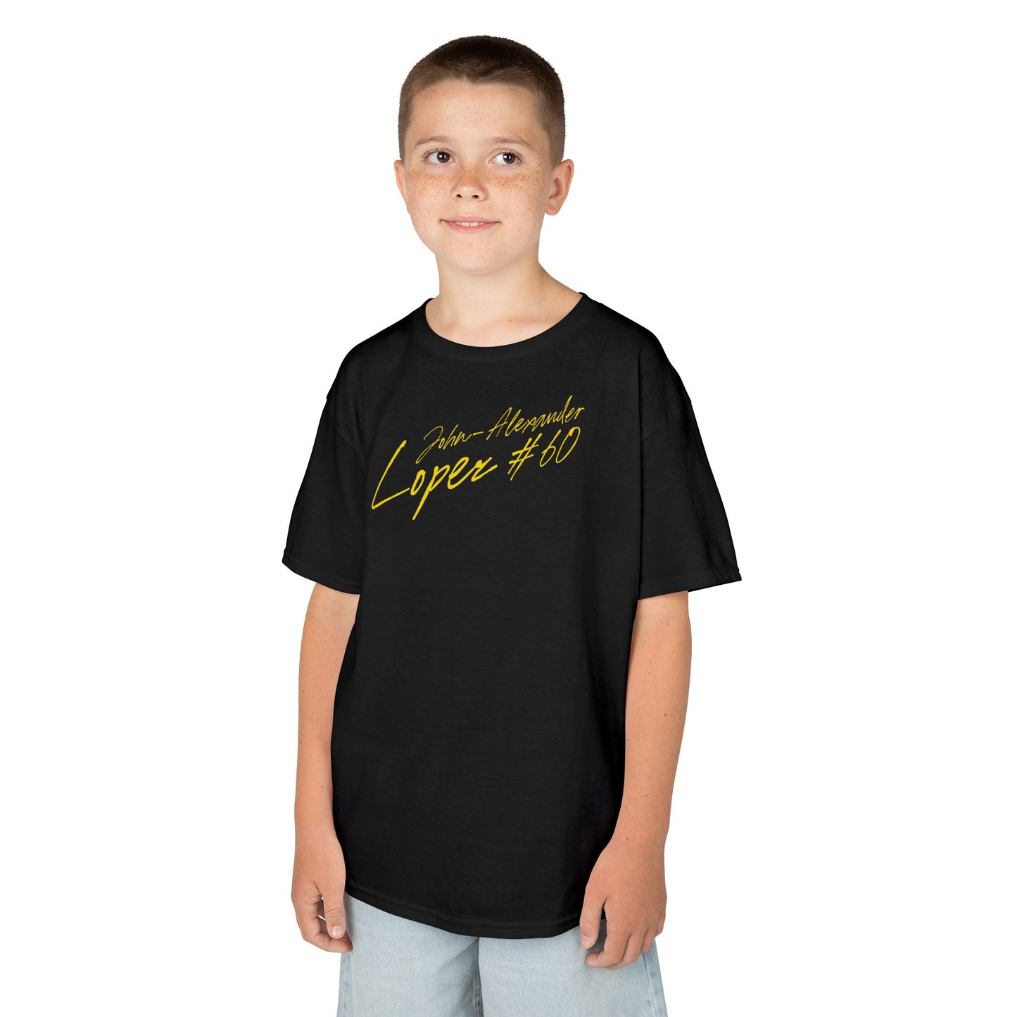 John-Alexander Lopez Cursive Name & Number Kids Tee