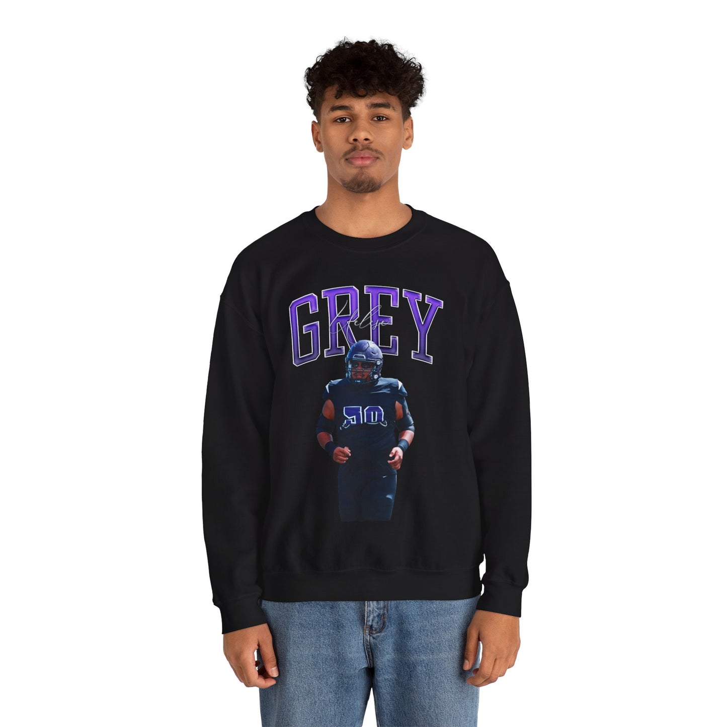 Uelese Grey Big Last Name Crewneck Sweatshirt